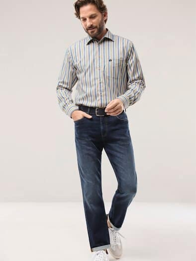 Extraglatt-Hemd Tropical Streifen