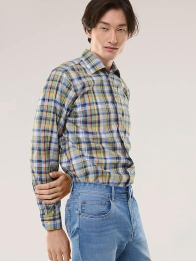 Extraglatt-Hemd Tropical Karo Schilf