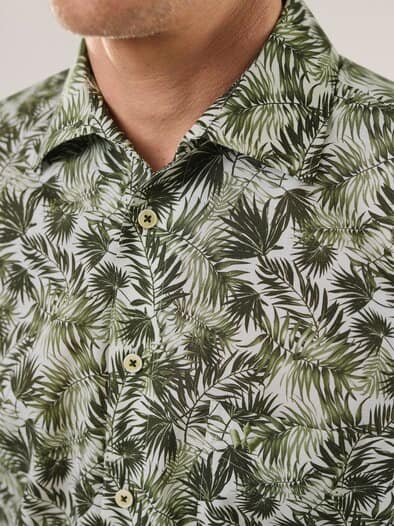 Extraglatt-Hemd Tropical Druck Oliv