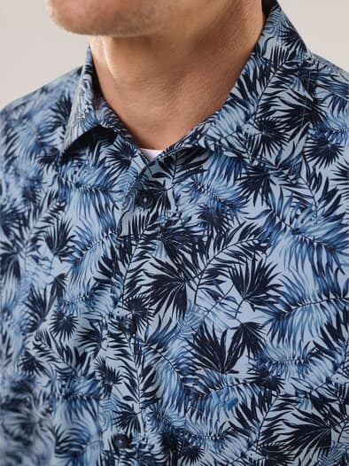 Extraglatt-Hemd Tropical Druck Blau