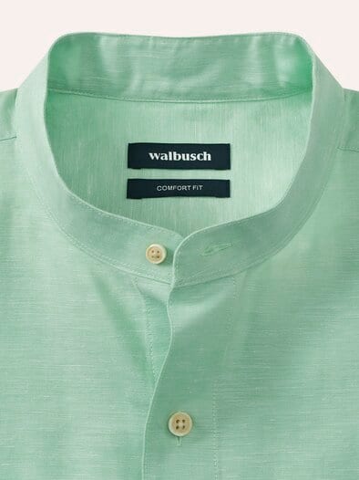 Stehkragen-Leinenhemd Pistazie