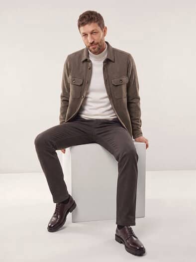 Hemd-Jacke Woll-Mix Braun/Beige