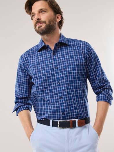 Extraglatt-Hemd Kent-Kragen Karo Navy/Rose