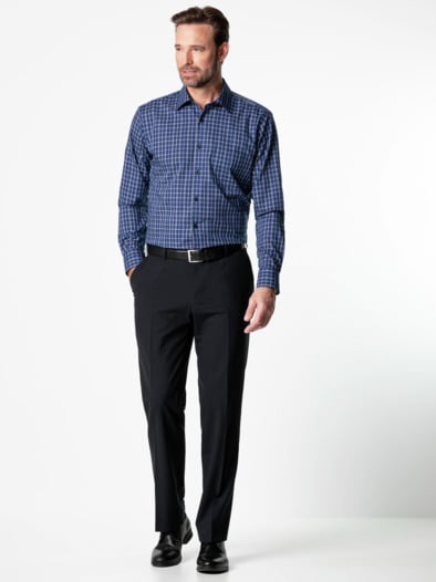 Extraglatt-Hemd Kent-Kragen Karo Navy/Rose