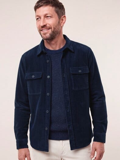 Overshirt aus Breitcord Marine