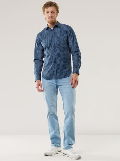 Extraglatt-Hemd Druck Marine