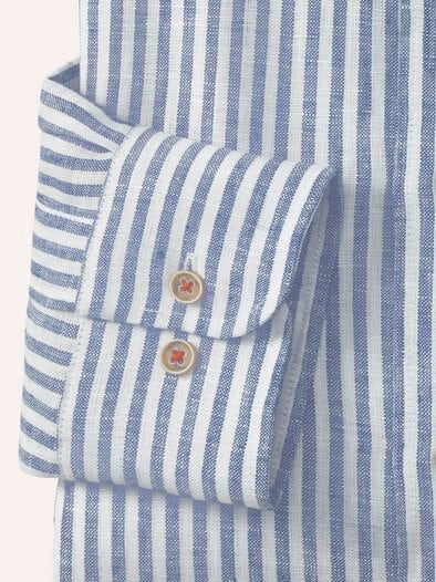 Pures Leinen Hemd Streifen Marine