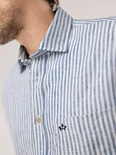 Pures Leinen Hemd Streifen Marine