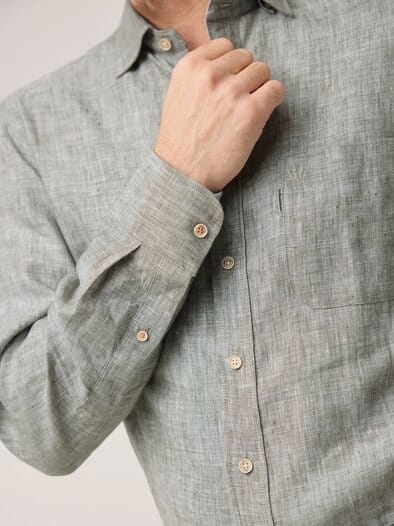 Pures Leinen Hemd Uni Schilf