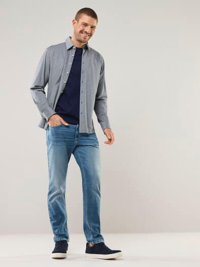 Comfort-Pique Hemd Weiß