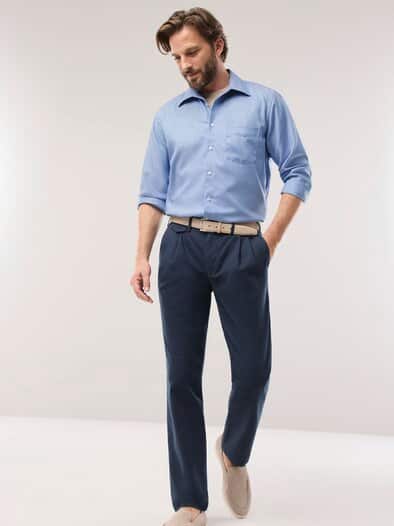 Extraglatt-Hemd Walbusch-Kragen Hahnentr. Blau