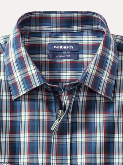 Extraglatt-Hemd Zip & Go Karo Blau
