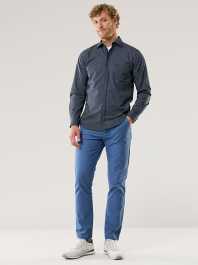 Extraglatt-Hemd Zip & Go Druck Marine