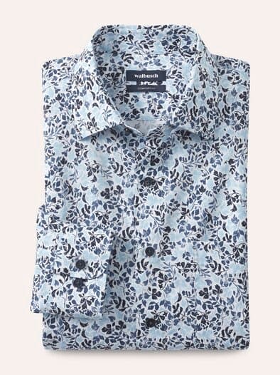 Extraglatt-Hemd Kent-Kragen Blätter Druck