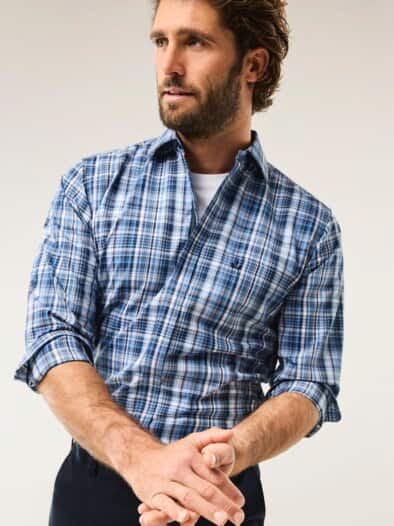 Extraglatt-Hemd Zip & Go Karo Marine