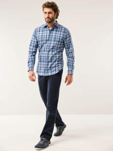 Extraglatt-Hemd Zip & Go Karo Marine