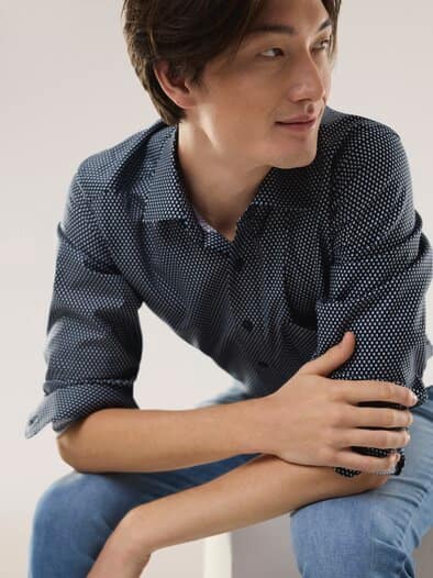 Extraglatt-Hemd Kent-Kragen Minimal Druck