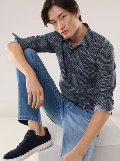 Extraglatt-Hemd Kent-Kragen Minimal Druck