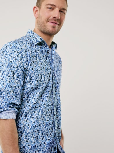 Extraglatt-Hemd Walbusch-Kragen Druck Floral