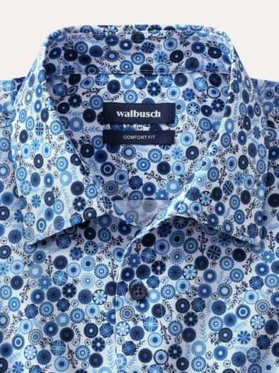 Extraglatt-Hemd Walbusch-Kragen Druck Floral
