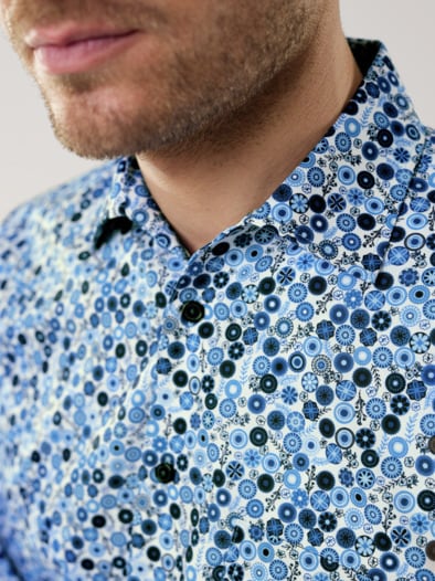 Extraglatt-Hemd Walbusch-Kragen Druck Floral
