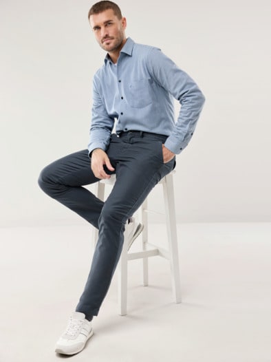 Premium-Flanell Hemd Uni Bleu