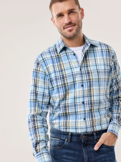 Premium-Flanell Hemd Karo Blau