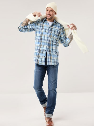 Premium-Flanell Hemd Karo Blau