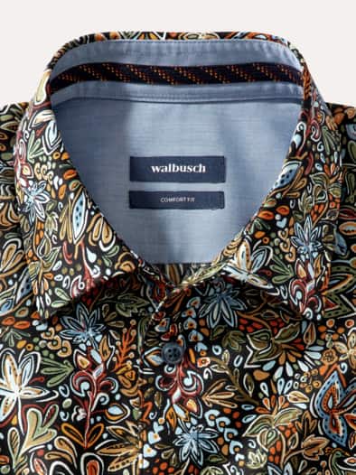 Extraglatt-Hemd Herbstlaub Druck Multi