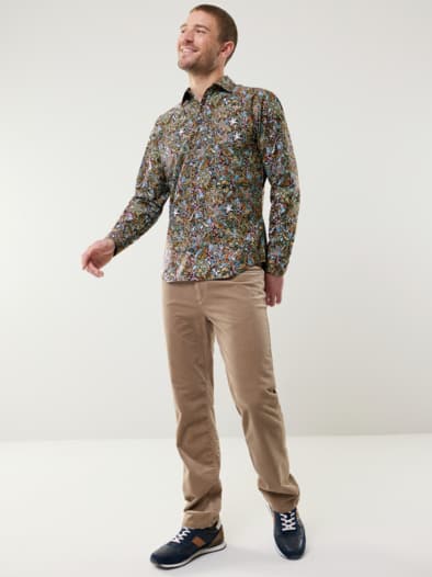 Extraglatt-Hemd Herbstlaub Druck Multi