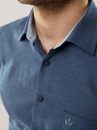 Softflanell-Hemd Uni Marine