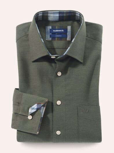 Softflanell-Hemd Uni Schilf