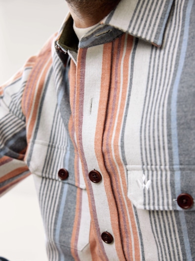 Doppelflanell Hemd-Jacke Streifen Terra