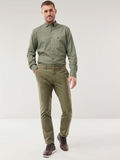 Cashmere-Mix-Hemd Vichy Schilf