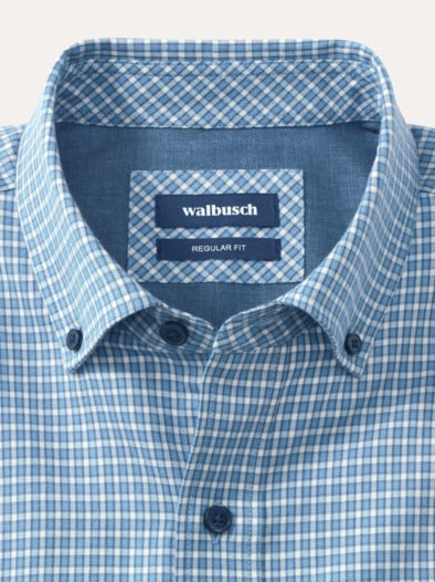 Cashmere-Mix-Hemd Vichy Blau