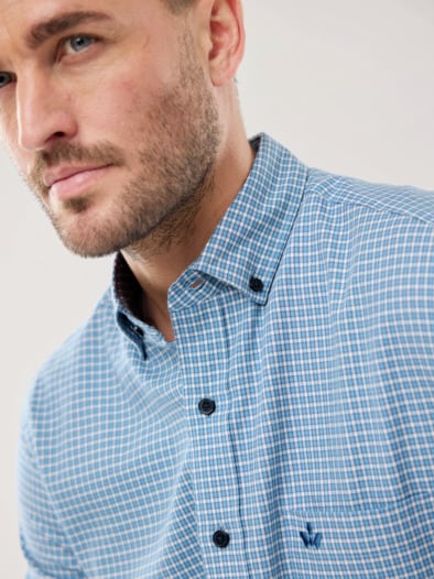 Cashmere-Mix-Hemd Vichy Blau