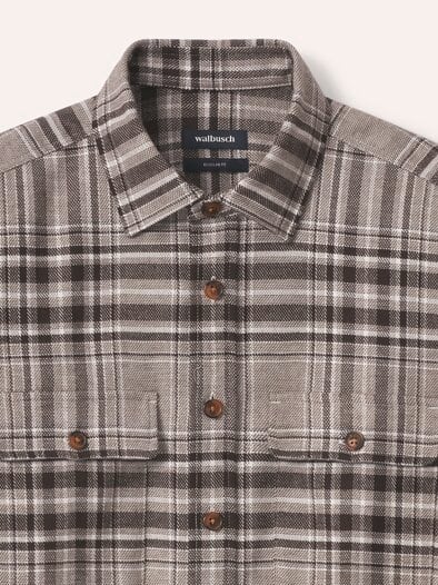 Flanell-Overshirt Karo Taupe