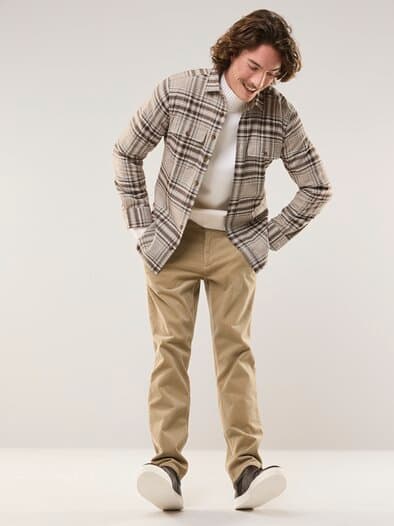 Flanell-Overshirt Karo Taupe