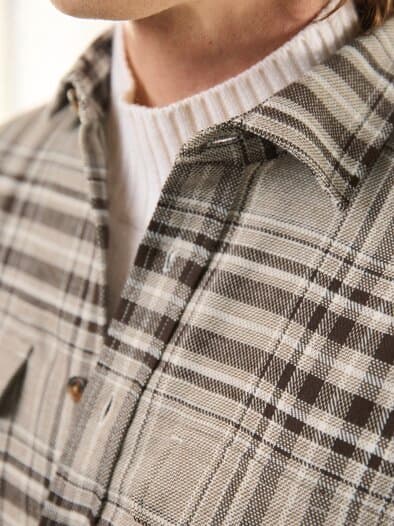 Flanell-Overshirt Karo Taupe