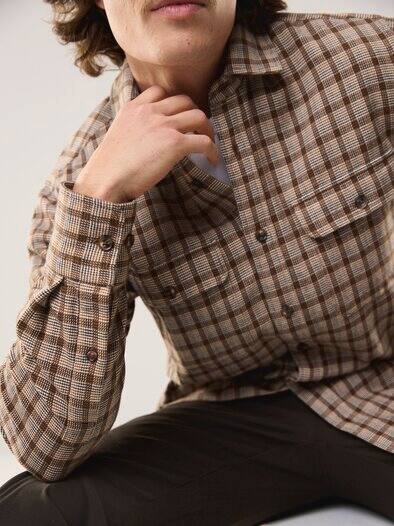 Flanell-Overshirt Minikaro Camel