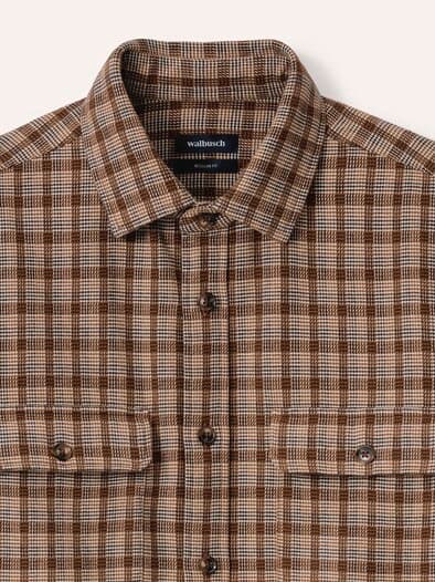 Flanell-Overshirt Minikaro Camel