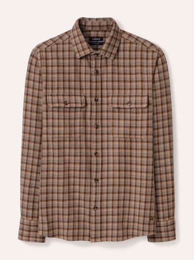 Flanell-Overshirt Minikaro Camel