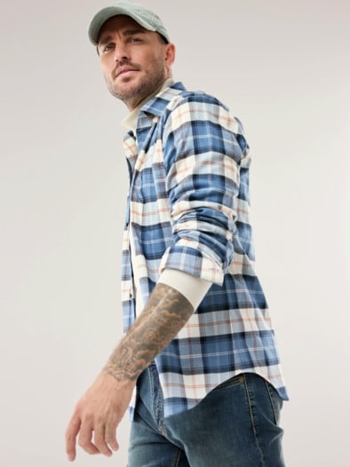 Sturmtief Flanell-Hemd Tartan Blau