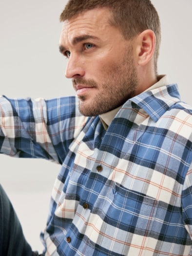 Sturmtief Flanell-Hemd Tartan Blau
