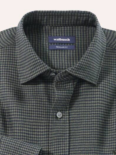 Soft-Flanell Hemd mit Kent-Kragen Minikaro Oliv