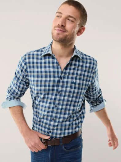 Softflanell-Hemd Fensterkaro Marine