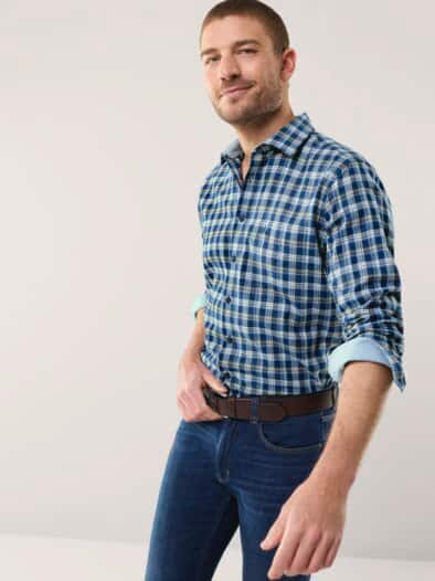 Softflanell-Hemd Fensterkaro Marine