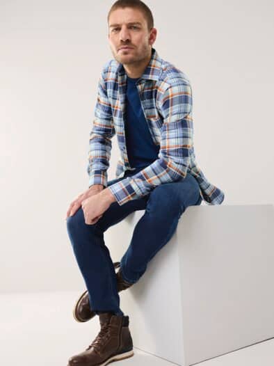 Softflanell-Hemd Karo Blau