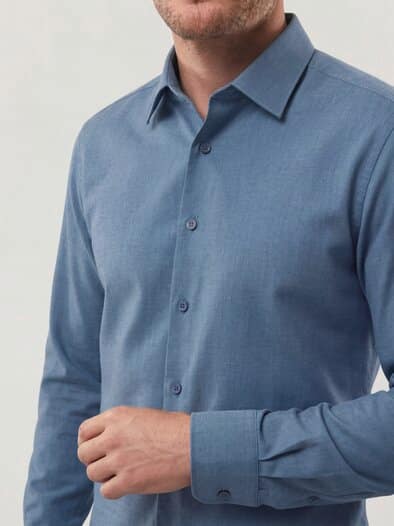 Hemd aus melierter Baumwolle Jeansblau