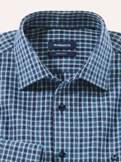 Hemd aus portugiesischem Flanell Minikaro Marine